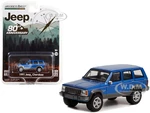 1991 Jeep Cherokee Blue Metallic with Red Stripes "Jeep 80th Anniversary Edition" "Anniversary Collection" Series 14 1/64 Diecast Model Car by Greenl