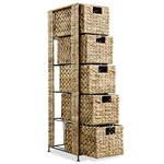 Storage Unit with 5 Baskets 10"x14.6"x39.4" Water Hyacinth