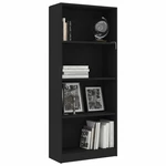 idaXL 4-Tier Book Cabinet Black 23.6"x9.4"x55.9" Chipboard