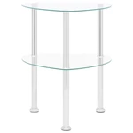 2-Tier Side Table Transparent 15"x15"x19.7" Tempered Glass