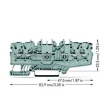 Průchodková svorka WAGO 2000-2141, osazení: L, pružinová svorka, 3.50 mm, šedá, 50 ks