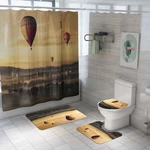 4/3/1pcs Balloon Vision Waterproof Shower Curtain Skidproof Bathroom Rug Toilet Lid Cover Bath Mat Rug Set