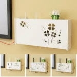 Wi-Fi Router Storage Box Wall Mounted PVC Shelf Hanging Bracket Cable Organizer