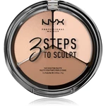 NYX Professional Makeup 3 Steps To Sculpt kontúrovacia paletka na tvár odtieň 01 Fair 15 g