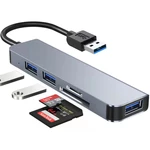 Mechzone 5 IN 1 USB 3.0 Hub Splitter Adapter Docking Station with USB 3.0 USB 2.0 SD/TF Card Reader Slot for PC Computer