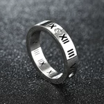 1 PC Stainless Steel Stylish Fashion Roman Numeral Couple Ring