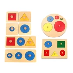 Wooden Geometric Puzzle Board Kids Educational Jigsaw Stacker Toddler Jigsaw Puzzle Toy for Children Gifts
