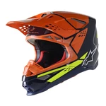 Moto přilba Alpinestars Supertech S-M8 Factory MIPS tmavá modrá/oranžová/žlutá fluo lesklá  XXL (63-64)