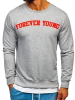 Bluză bărbați cu imprimeu FOREVER YOUNG gri Bolf 11116