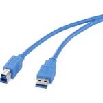USB 3.0 kabel Renkforce RF-4260498 [1x USB 3.0 zástrčka A - 1x USB 3.0 zástrčka B], 50.00 cm, modrá, pozlacené kontakty