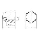 Šestihranné uzavřené matice TOOLCRAFT, DIN 1587, M5, 10 ks