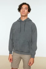 Trendyol Men's Oversized/Wide-Fit Hoodie with Long Sleeves Anti-aging/Faded-effect Sweatshirt.