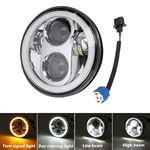 12V 5.75" 75W Projector LED Round Headlight Ring Angle Eyes DRL For Jeep/Harley