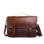 Menico Men Artificial Leather Vintage Briefcase Waterproof Scratch-resistant Large-capacity Shoulder Crossbody Bag