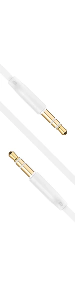 Plochý AUX kabel Fixed s konektory 2 x 3,5 mm jack bílý