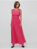 Dark pink women's maxi-dress with lace VILA Lynnea - Ladies