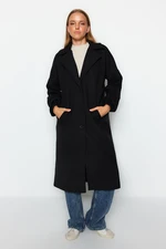 Trendyol Black Oversized Wide-Cut Balloon Sleeve Detailed Long Stamped Coat