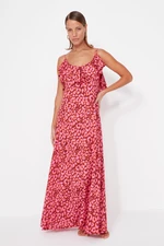 Trendyol Animal Print Maxi Woven with Ruffles Beach Dress