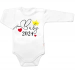 Body dlouhý rukáv Baby 2024, Baby Nellys, bílé, vel. 80 (9-12m)