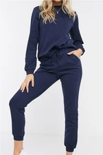 Know Women's Navy Blue Cotton Pajamas Set