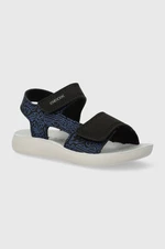 Detské kožené sandále Geox SANDAL LIGHTFLOPPY čierna farba