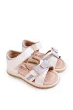 Children's leather Velcro sandals White Lolly