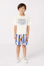 Detské bavlnené tričko Kenzo Kids béžová farba, s potlačou
