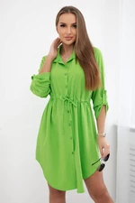 Dress with buttons and tie at the waist in light green color