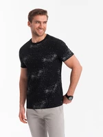 Ombre Men's full-print t-shirt with scattered letters - black