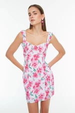 Trendyol Pink Woven Floral Strappy Mini Woven Dress