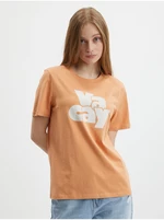 Orange T-shirt with print Pieces Tamaris