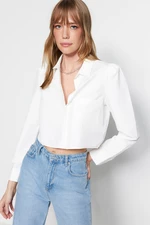 Trendyol Ecru Crop Regular Regular Fit Woven Shirt