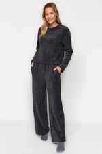 Trendyol Anthracite Wellsoft Tshirt-Pants and Knitted Pajamas Set