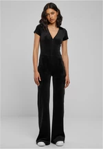 Women's velvet jumpsuit in black color