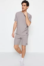 Trendyol Gray Regular Fit Knitted Shorts Pajamas Set