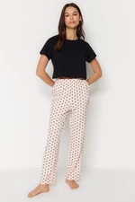 Trendyol Powder-Multicolored Polka Dot Cotton-Knitted Pajamas Bottoms