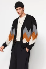Trendyol Black Oversize Fit Oversized Multicolored Cardigan
