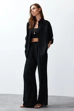 Trendyol Black Shirt Trousers Epaulette Woven Bottom-Top Set