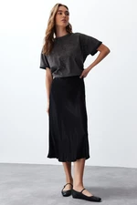 Trendyol Black A-line Satin Fabric Midi Length Woven Skirt