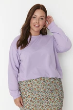 Trendyol Curve Lilac Crew Neck Basic Thin Knitted Sweatshirt