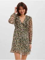 Green floral dress with ruffles VERO MODA Ina - Women