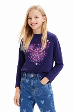 Dětské bavlněné tričko s dlouhým rukávem Desigual tmavomodrá barva