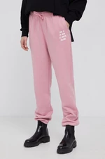 Bavlnené nohavice MC2 Saint Barth dámske, ružová farba, jednofarebné