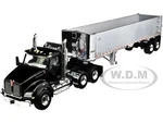 Kenworth T880 Day Cab with East Genesis End Dump Trailer Black and Chrome 1/50 Diecast Model by First Gear