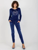 Women's Cobalt Velour Set with Application