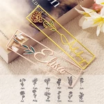 KristenCo Custom Birthflower Name Bookmark Colorful Birthday Flower Personalized Stainless Steel Bookmark Women's Jewelry Gifts