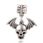 Pandahall 10Pcs Antique Silver Color Halloween Skull Tibetan Style Alloy European Dangle Pendants for Necklace Earring Jewelry