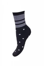 Milena 071 polofroté vzor Dámské ponožky 35-37 šedá-bílá