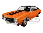1971 Chevrolet Chevelle SS 454 Sport Orange Metallic with Black Top and Black Stripes 1/18 Diecast Model Car by Maisto