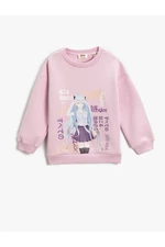 Koton Anime Printed Sweatshirt Long Sleeved Crew Neck Shark